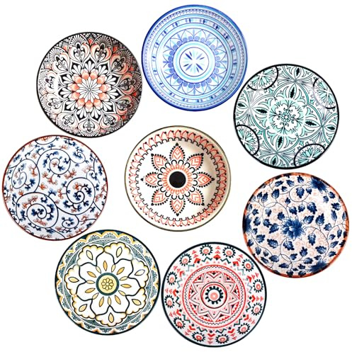 8er Set Keramikschalen Für Dips & Gewürze, Hitzebeständige Porzellan Dipschalen, Perfekt Für Snacks, Desserts Und Beilagen (Ø 10 cm, Bunt)