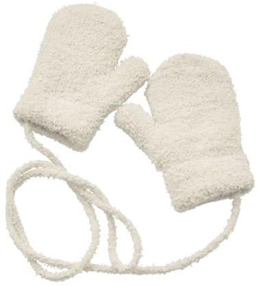 Oxxggkao Gants d'hiver respirants pour bébé - Moufles chaudes et épaisses - Couleur unie - Col complet - Coupe-vent - Doux - Épais - Chaudes - Pour enfants - Design du cou suspendu, beige, taille