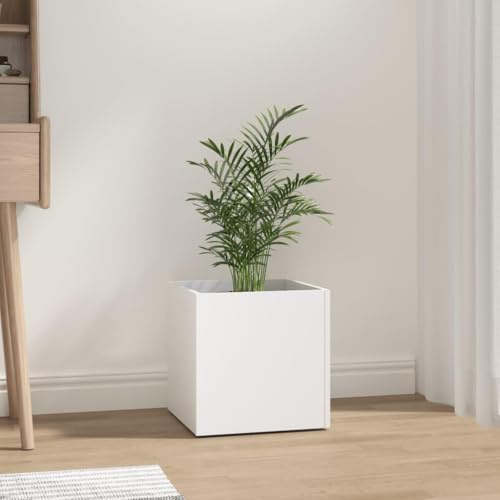Frdhee Blumenkübel Pflanzkasten, Pflanzgefäß Weiß 40x40x40 cm Holzwerkstoff für außen und innen