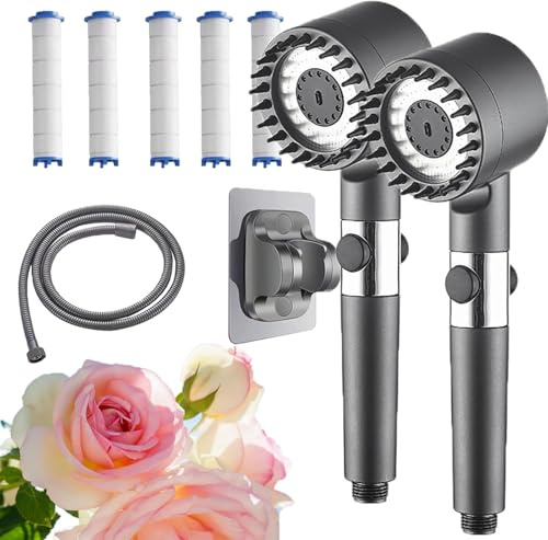 Shower, Pommeau De Douche Brumisateur, 3 Modes De PulvéRisation + Pause, Tuyau Flexible De 1,5 M, éConomie D'Eau Et D'éNergie (2pcs)