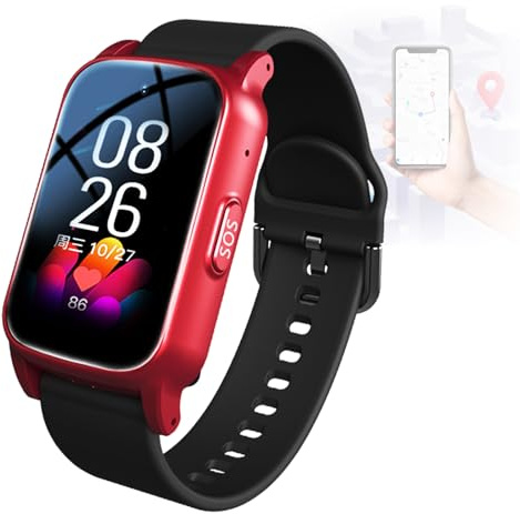 DEaThsalL Montre Connectée Senior Détecteur De Chute Traceur pour Personnes Âgées Suivi GPS Personne Agee Autonomie Longue en Temps Réel Bracelet Black