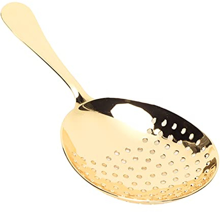 Naroote Colador Julep Duradero de Acero Inoxidable, Rápido de Colar para Barra de Cócteles, 6,10 Pulgadas de Longitud Total (oro platino)