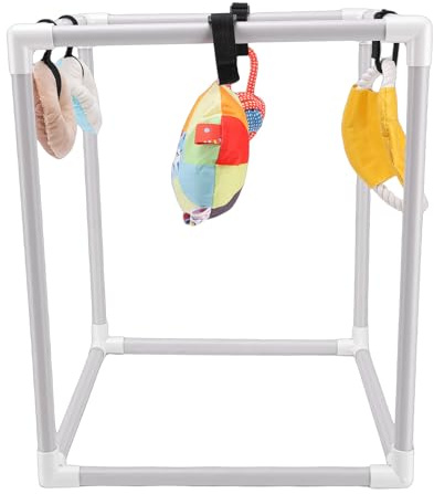 PUSOKEI Área de Juegos de Enriquecimiento para Perros Cachorros Marco de PVC Resistente Gimnasio de Juegos para Perros Pequeños para el Desarrollo Mental y Sensorial, 5 Juguetes para Cachorros