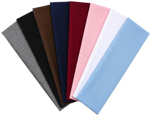 Diadema Elástico Mujer Hombre, 8 Pcs Cinta Pelo Deporte Diademas Transpirable Antideslizante Bandas para el Sudor Cabeza para Running Yoga Fitness Tenis Skincare Headband Accesorios Diseño de Moda