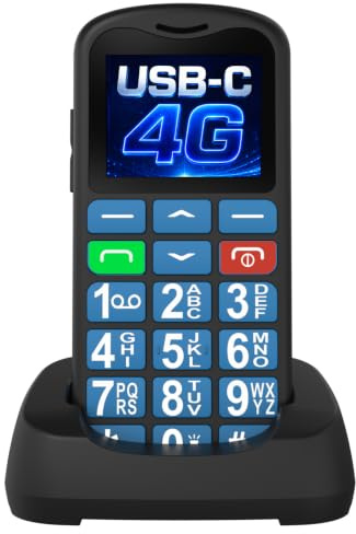 Bravonetix 4G Big Button Mobile Phone for Elderly Easy to Use Basic SIM Free Unlocked Senior Mobile Phone With SOS Emergency Button, Large Volume, Flashlight, FM Radio (Blue)