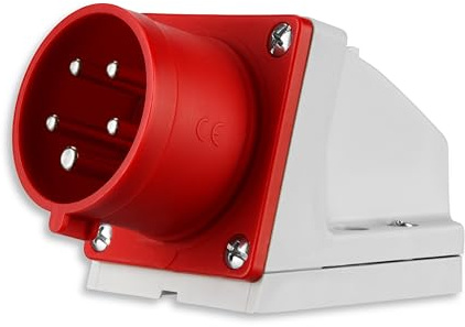 REV CEE Stecker Wandmontage, 400V, 16A, 5-polig, 3P + N + PE, IP44, rot