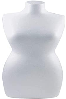 Rayher Torse de mannequin femme en polystyrène, blanc, 1 pce., 25cm, base décorative à personnaliser, arts créatifs, décoration-3316700