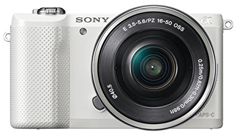 Sony ILCE-5000LW Appareil Photo Numérique Hybride, Capteur Type APS-C, 20,1 Mpix Blanc + Objectif 16-50 mm Rétractable Argent