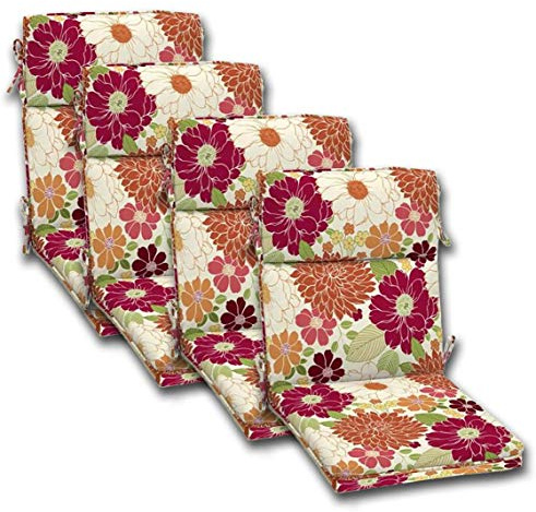 Comfort Classics Set of 4 Outdoor Dining Chair Cushions, Single Welt and Zipper 44 x21x4.50 in Polyester Fabric Sorbet Floral Inc.
