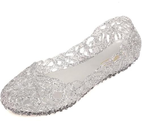 SUNAVY - Sandales en gelée pour femme avec motif nid d'abeille en plastique souple (EU35 - EU43), argent, 39 EU