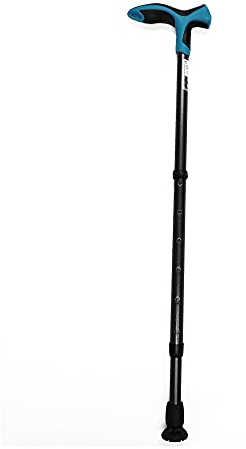 FDI - Gehstock für Senioren Soft Step. Höhenverstellbarer Gehstock für Senioren mit Rutschfester Spitze und gepolstertem Griff. Aus Aluminium. Farbe blau. Einheitsgröße.