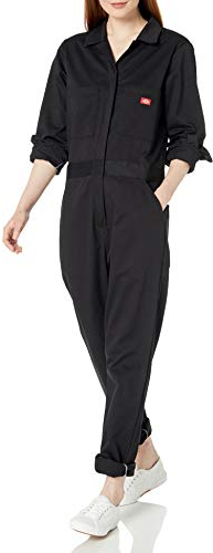 Dickies Tuta da lavoro da donna a maniche lunghe in twill di cotone, Nero, XS