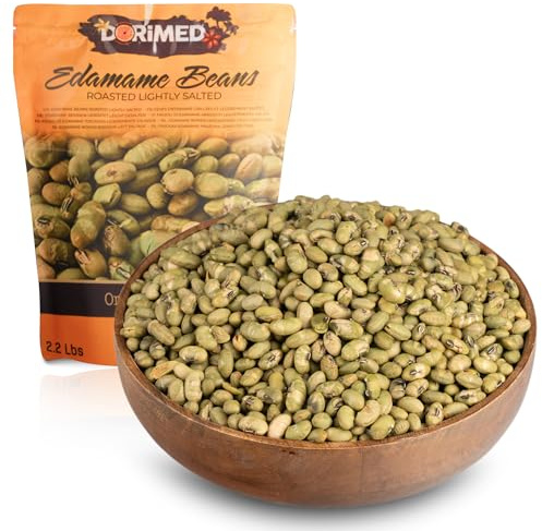 Edamame Bohnen 1 Kg | Sojabohnen geröstet leicht gesalzen | Bohnen Getrocknet I Glutenfrei und reich an Proteinen | GMO-frei | geeignet für Snacks und Diätmahlzeiten I Black Beans I Soja I Dorimed