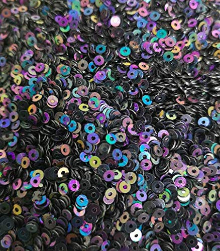 3mm Round AB Translucent Metallic Opaque Craft Sequins Assorted Colours (Black Peacock AB)