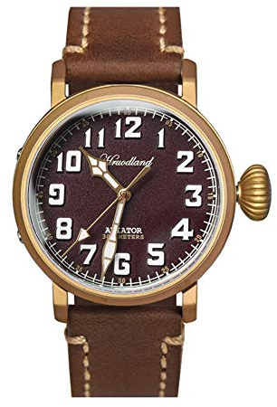 NC Hruodland Herren Fliegeruhr Bronze Automatik Saphirglas 30ATM Wasserdicht Leuchtzifferblatt PT5000 Uhrwerk Herren Armbanduhr (red)