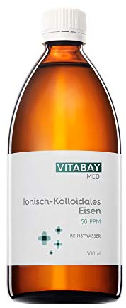 Vitabay Kolloidales Eisen 50 PPM • 500 ml • Hochdosiert | Reinheitsstufe 99,99% • Braunglasflasche