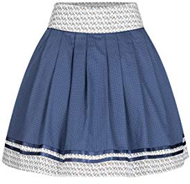 Nübler Trachten Damen Trachtenrock, Gitta, Midi Rocklänge, Kellerfalten Blau Gr. 40