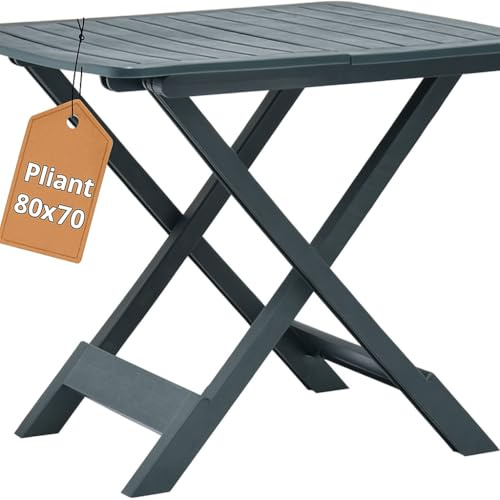 Tomaino - Tavolo Plastica Pieghevole - Tavolo Da Giardino Salvaspazio Richiudibile 79x70x72 cm - Interno, Esterno, Campeggio (Verde)