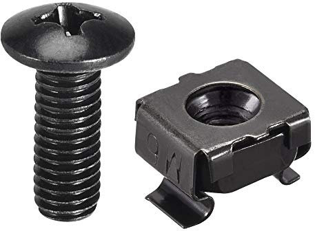 sourcing map M6 x 19mm Cage Nuts and Screws Carbon Steel for Rack Mount Server Shelve Cabinet Set of 50
