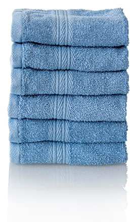 ALCLEAR Premium frottéhandduk set, frottéserie i 6 färger och 5 storlekar, färg: JEANSblå, 6 x ansiktsservetter 30 x 30 cm