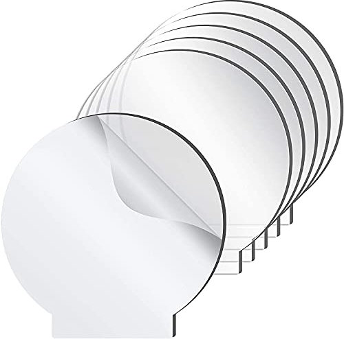 Chulovs Lot de 6 feuilles en acrylique transparent pour base lumineuse LED, 2 mm d'épaisseur, panneau transparent avec film de protection pour tableau, projets de bricolage, loisirs créatifs (rond)