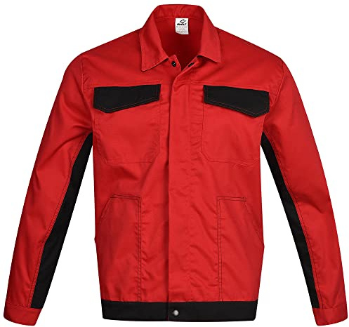 BWOLF DELTA Arbetsjacka för män, arbetsjacka, midjejacka, bomull/polyester, 4 fickor, Röd / svart, S