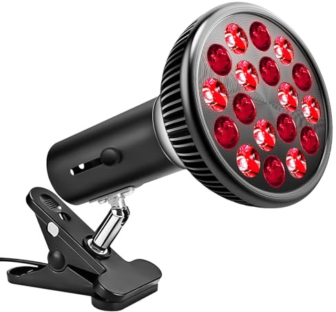 Aumtrly Red Light Therapy with Clip, Infrared Light Therapy Lamp for Body and Face Use, 660nm Red and 850nm Near Infrared Red Light Therapy Lamp with Adjustable Socket