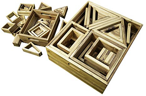 Craftplay Blocs de construction géants en bois | 26 blocs dans une caisse de rangement facile à transporter | Blocs de construction pour enfants en intérieur/extérieur