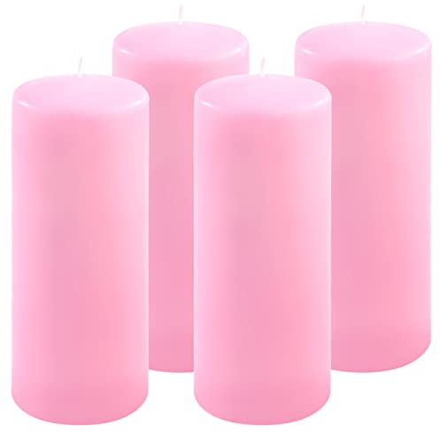 Nexos Trading Stumpenkerze Höhe 25 cm Ø 10 cm lange Brenndauer Rosa Einfarbig Dekoration (pink, 4)