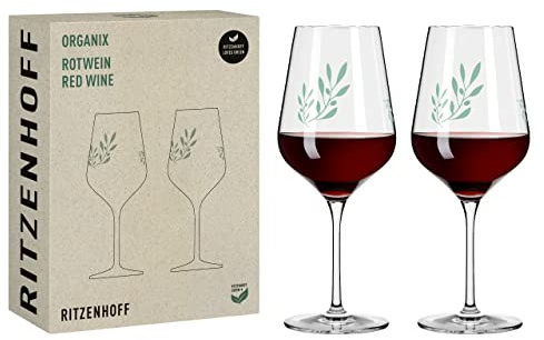 RITZENHOFF 3921001 rödvinsglas 500 ml set med 2 – organix nr. 1 - Organisk färg grön, 45% återvunnet glas - Tillverkad i Tyskland