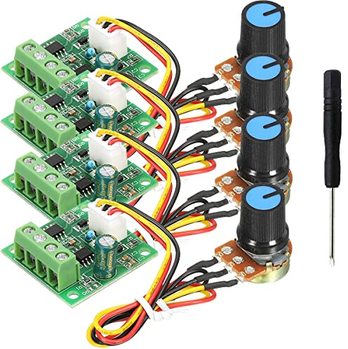 Youmile 4 piezas Controlador DC PWM Módulo de controlador de velocidad del motor DC 1.8 V a 15 V 2A Potenciómetro giratorio Ajuste de velocidad 1803BW B100K con destornillador