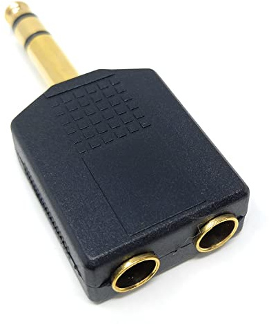DRUT Stereo Jack Splitter Cable Adapter, 6.35mm 1/4 Inch, 1pcs | Lead, 1 x Plug to 2 x Sockets, Male to Female