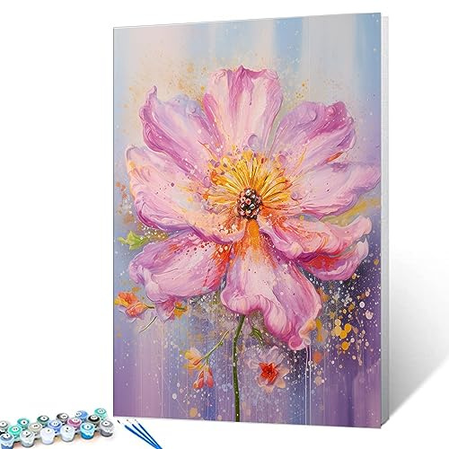 Tucocoo Pfingstrosen-Blumen, Malen nach Zahlen für Erwachsene, Anfänger, DIY digitales Ölgemälde-Set auf Leinwand mit Pinseln und Acrylpigment, Bunte Blüten Blumen für Heimdekoration, Geschenke,