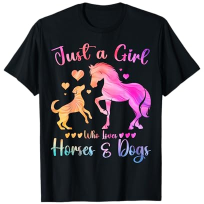 Cute Just a Girl Who Loves Horses and Dogs Tie dye T-Shirt