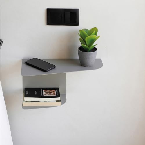 MILUKA Set 2 Mesillas de Noche Dormitorio 40 x 20 cm, Gris | Mesita Flotante de Diseño Minimalista y Compacto | Conjunto de Mesitas de Noche estrechas o como Pequeño Recibidor de rincón