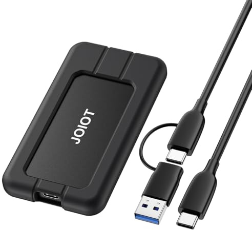 JOIOT Externe SSD 1TB Portable Festplatte USB-C 3.2 Gen 2x2 mit 2000 MB/s Lesen und 1700 MB/s Schreiben Tragbares SSD 1TB mit Schutzhülle für Mac PC Smartphone Laptop Schwarz