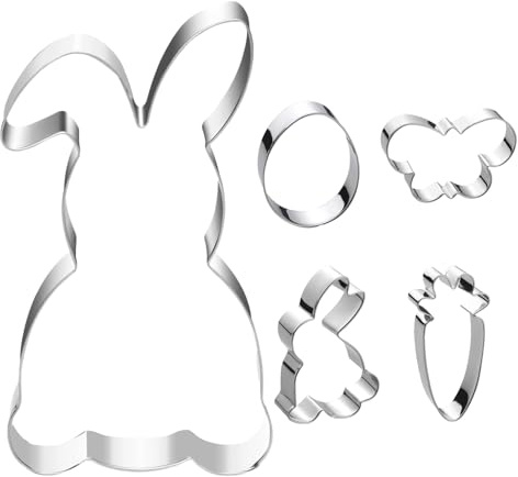 Osterhasen Ausstecher Ostern Set, 5 Stück Hasen Ausstechformen Groß aus Edelstahl, Hase Plätzchenform Keksausstecher Hasenausstecher