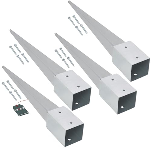 KOTARBAU® 4er Set Einschlagbodenhülse 91 x 91 mm Länge 750 mm Feuerverzinkt Pfostenträger Stahl Einschlaghülse für Zaunpfosten Holz Bodenhülse Anker Erdanker Pfosten Bodenanker für Holzpfosten