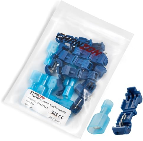 Chanzon Red Scotch Lock Quick Splice Wire Connectors Snap for 22-16AWG Gauge Wire Tap Solderless Electrical IDC SGS/CE Certificated Self Stripping Cable Joiner Terminal Crimp Connector(10pcs)