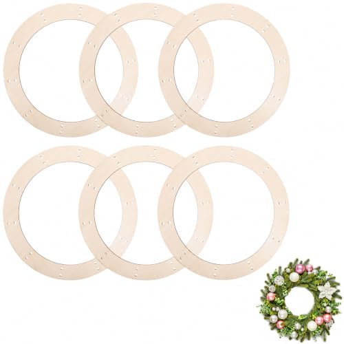 OUNONA 6 Stück Kranzrahmen Aus Holz Runde Holzkranzrahmen 9.84 Zoll Holzringe Zum Basteln Für DIY Kranzform Wand- Flur- Garten- Und Terrassendeko