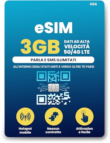 H2O Wireless 30-Day USA eSIM, Prepaid eSIM Card with 3GB High-Speed 4G LTE/5G Data & 2GB Mobile Hotspot, Unlimited Data, Talk & Text to 70+ Countries, US Mobile SIM Card for Cell Phones