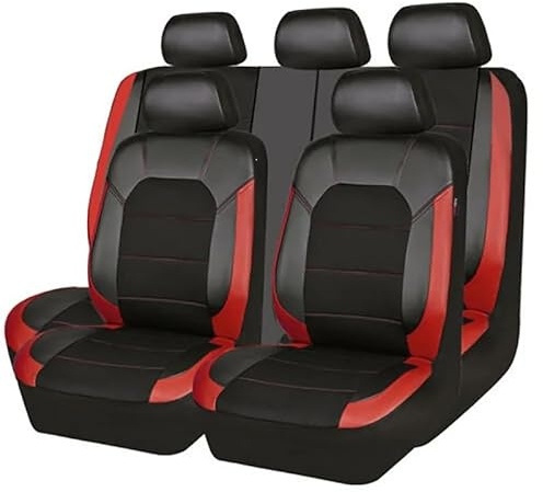 WwwBaoF8 Auto Sitzbezüge Sets,Für BMW X1 2010 2011 2012 2013 2014 2015 2016-2023 Leder Schonbezüge sitzschoner vorne und hinten Wasserdicht Verschleißfest Innenraum Accessories,C-Black-red