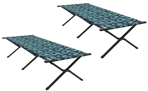 vidaXL Klapp Schlafbett fürs Camping Blattmuster Oxford Stoff, Outdoor Abenteuer, tragbare Liege, leicht, faltbar, für Garten und Camping, wetterfestes Material