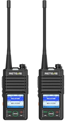 Retevis RB658 Walkie Talkie mit 1,77-Zoll-Bildschirm, Funkgerät APP-Steuerung, AI Noise-Cancelling, 1800 mAh, Walkie Talkies für Flotte, Fahrzeug Fahren (2 Teile, Schwarz)