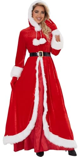 Outfits for Women, Women Retro V-Neck Spaghetti Dress Plus Size Dress for UK Summer Dresses Womens Christmas Fancy Costumes Mrs Santa Claus Costume B-red