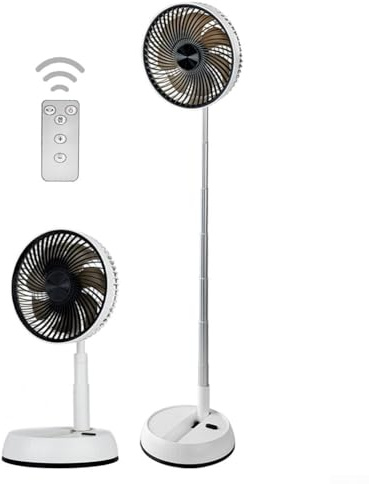 Besttoolifes Ventilador de pie oscilante plegable, control remoto de 5400 mAh, ventilador silencioso USB portátil, para dormitorio, oficina al aire libre (2)