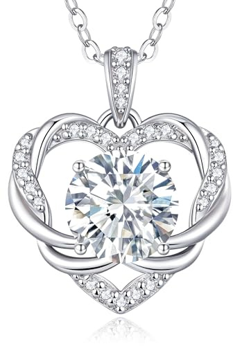 LOUISA SECRET Collana donna Infinity Heart Mini Twisted Heart Mossanite Collana in argento sterling 925 Regalo di compleanno per donna Natale San Valentino Gioielli