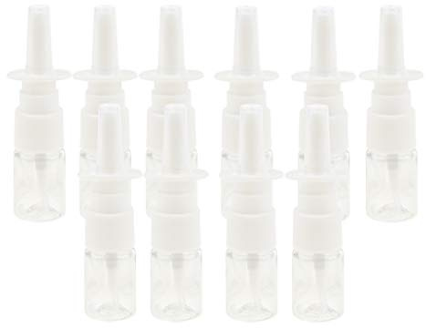 Lot de 10 mini flacons pulvérisateurs nasaux en plastique transparent 5 ml