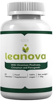 Leanova Supplement, Slows Carb Absorption, Promotes Gut Health, 60 Vegan Capsules, Weight Management with Added Vitamins'