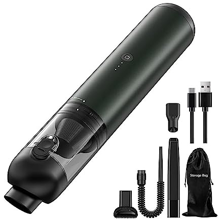 Mini aspirapolvere portatile senza fili con potente aspirazione 16000 PA, sistema di filtraggio triplo, ricarica USB per polvere, peli di animali domestici, pulizia auto e casa